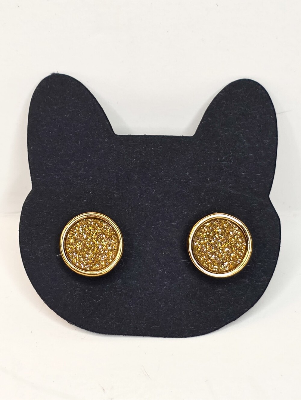 Round Gold Druzy Stone Sparkle Stud Earrings Mini Fashion Jewelry Accessories